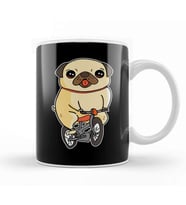 Pug Puppy Riding Bicycle Adorable Dog Bike Ride Kupa Bardak Porselen