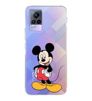 Vivo Y73 Uyumlu Kamera Korumalı Kapak Mickey Mouse Tasarımlı Şeffaf Silikon Kılıf