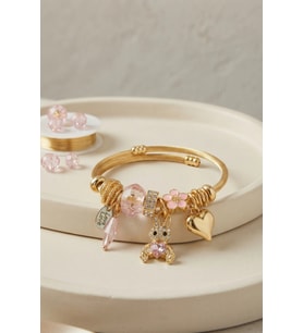 Tavşan Model Gold Renk Pembe Charmlı Bileklik