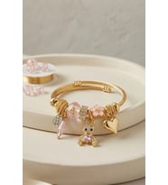 Tavşan Model Gold Renk Pembe Charmlı Bileklik