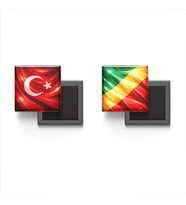 Buzdolap Magnetleri - Kongo Cumhuriyeti Bayrağı ve Türk Bayrağı - 2'li Set Magneti