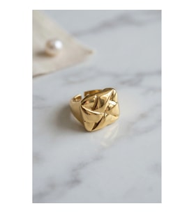Mey İthalat® Geometrik Origami Tasarımlı Ayarlanabilir Gold Renk Yüzük