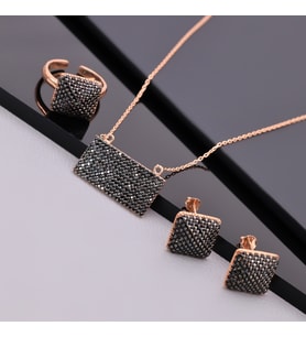 925 Ayar Gümüş Onix Taşlı Set