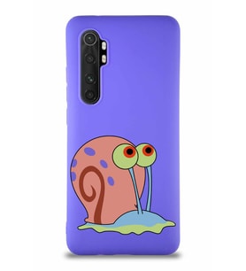 Xiaomi Mi Note 10 Lite Soft Premier Kapak Salyangoz Gary Tasarımlı Silikon Kılıf - Mor (Şeffaf)