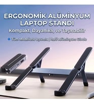 Katlanabilir Metal Laptop Standı - Ultra Taşınabilir Alüminyum Notebook Yükseltici, Ekonomik ve Dayanıklı Bilgisayar Tutucu