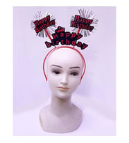 Mey İthalat® Happy Birthday Yazılı Püsküllü Neon Kırmızı Renk Doğum Günü Tacı 22x19 cm