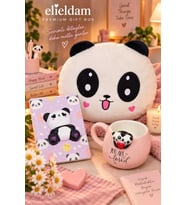 Doğum Günü Özel Gün Arkadaşa Hediye Panda Desenli Yastık, Defter ve Porselen Kupa Seti