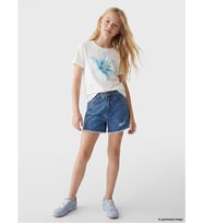 LCW Kids Mavi Yırtık Detaylı Kız Çocuk Jean Şort