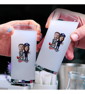 Mahkum ve Polis Karikatürlü İkili Rakı Bardağı Seti