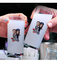 Mahkum ve Polis Karikatürlü İkili Rakı Bardağı Seti