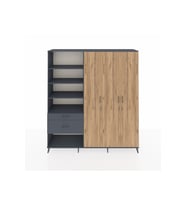 Hyperion Dolap 16 Raflı 2 Çekmeceli 3 Kapaklı 220x44x243 Antrasit-Çam/Antrasit