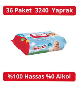 Baby Turco Islak Havlu 90'lı Kapaklı 36 Adet 3240 Yaprak