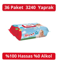 Baby Turco Islak Havlu 90'lı Kapaklı 36 Adet 3240 Yaprak