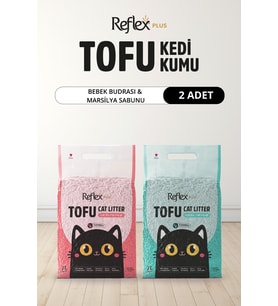 Reflex Plus Bebek Pudrası & Marsilya Sabunu Kokulu Tofu Kedi Kumu 7L x 2 Adet