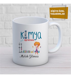 Kişiye Özel İsim Yazılabilir Kimya Öğretmeni Kupa Bardak