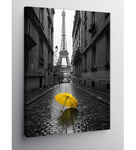 Kanvas Tablo Paris Ve Sarı Şemsiye