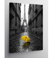 Kanvas Tablo Paris Ve Sarı Şemsiye