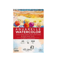 Van Dyck Aquacal Cold Press İnce Dokulu Sulu Boya Blok 300 gr 15 yp A5 Spiralli