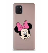 Samsung Galaxy A81 Soft Premier Kapak Minnie Mouse-C Tasarımlı Silikon Kılıf - Pudra (Şeffaf)