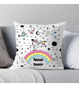 Sevimli isimli Çocuk Yastık (Beyaz)