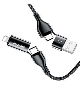 Floveme 4in1 USB To Type C -Type to Type Kablosu+iPhone Başlık USB 1M-(5775) - SSSSSS3555-6178