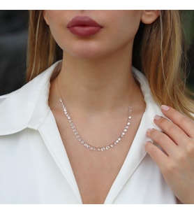 Rose Gold Kaplama Sıra Zirkon Taş Gümüş Kolye