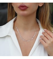 Rose Gold Kaplama Sıra Zirkon Taş Gümüş Kolye