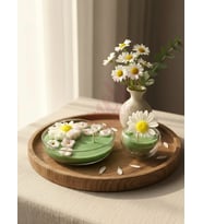 Papatya Mevsimi Mum - Mumelia Candles Doğal Soya Papatya Cam Kase Tasarım Dekoratif Mum Seti