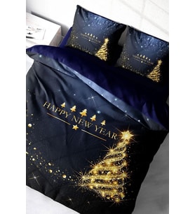 Yılbaşı Nevresim Takımı (Lastikli Çarşaflı) Çift Kişilik %100 Pamuk Saten Christmas Tree