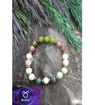 8 MM BOĞA BURCU DOĞAL TAŞ BİLEKLİK (YEŞİM, RODONİT,PEMBE KUVARS, AY TAŞI, APATİT, HEMATİT AMAZONİT)