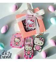 Hello Kitty Anahtarlık Açacak Magnet Ahşap Anahtarlık 3 lü Hediye Seti Sevgiliye Hediye (A.Pembe)