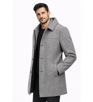 Claassics Men Erkek Regular Fit Kaşe Kaban Ceket - 7531 (Gri)
