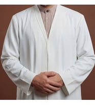 Krem Buhara Yaka Pratik Namaz Cübbesi - Sarık Kumaşı Hediyeli