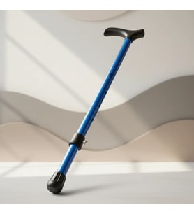 Mavi Metal Gövdeli Ayarlanabilir Yürüme Bastonu Ergonomik Kavrama Ve Kauçuk Uç