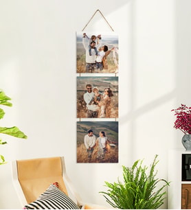 3'lü Kolaj Tablo Jüt İp Askılı Fotoğraf Baskı Çerçeve