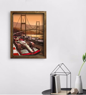 BK Gift Formula 1 Tasarımlı Doğal Masif Ahşap Çerçeveli Tablo 45x65cm-15