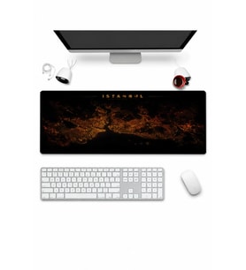 SonicTouch Klavye Mousepad 32x70cm Pürüzsüz Sıvı Geçirmez Kaymaz Taban istanbul Gece Haritası