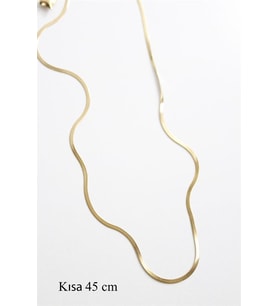 İnce İtalyan Zincir Çelik Kolye (45cm) - Altın