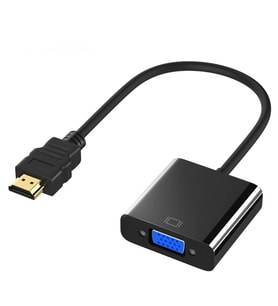 HDMI Girişi Olan Her Cihaz için VGA Dönüştürücü Çevirici Kablo (3.5mm Jack Ses Portu 16cm) (Siyah)