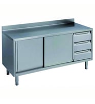 Electrolux Professional Dolaplı Çalışma Tezgahı, Sağda 3'lü Çekmece Bloğu, Solda 2 Kayar Kapı, Sırtlı - 1600 Mm NTA1610DXP