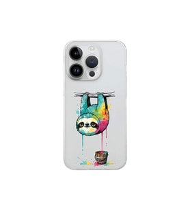 iPhone 14 Pro ile Uyumlu Splash Tembel Hayvan Tasarımlı Şeffaf Silikon Kılıf
