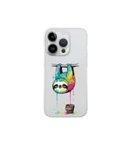 iPhone 14 Pro ile Uyumlu Splash Tembel Hayvan Tasarımlı Şeffaf Silikon Kılıf