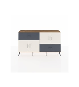 Arges Konsol 3 Raflı 2 Çekmeceli 4 Kapaklı 176x30x99 Çam-Aytaşı/Antrasit