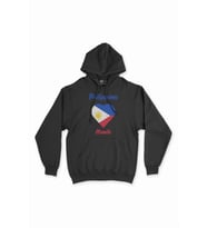 Manila Filipinler Bayraklı Kalpli Siyah Sweatshirt Hoodie