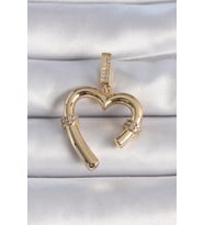 Pirinç Gold Renk Zirkon Taş Detaylı Kalp Figür Ajda Charm - TJ-BC1015