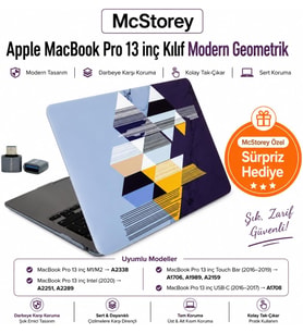 MacBook Pro 13 Geometrik Desenli Kılıf A1706 A1708 A1989 A2159 A2251 A2289 A2338 M1 M2 Uyumlu Baskılı Kristal Sert Kılıf Koruyucu Kapak Siyah
