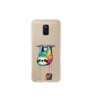 Samsung Galaxy A6 (2018) ile Uyumlu Splash Tembel Hayvan Tasarımlı Şeffaf Silikon Kılıf