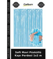 Soft Mavi Püsküllü Kapı Perdesi 1x2 m Kutlama Eşyası Parti Detayı Eğlence Malzemesi