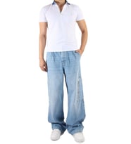 Denim Fermuar Detaylı Wide Leg Pantolon