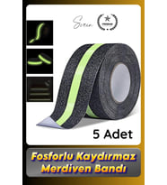 #Bant 5 Adet Fosforlu Kaydırmaz Merdiven Bandı 5 cm x 3 m Fotolümenli Yeşil Zemin Güvenlik Basamak